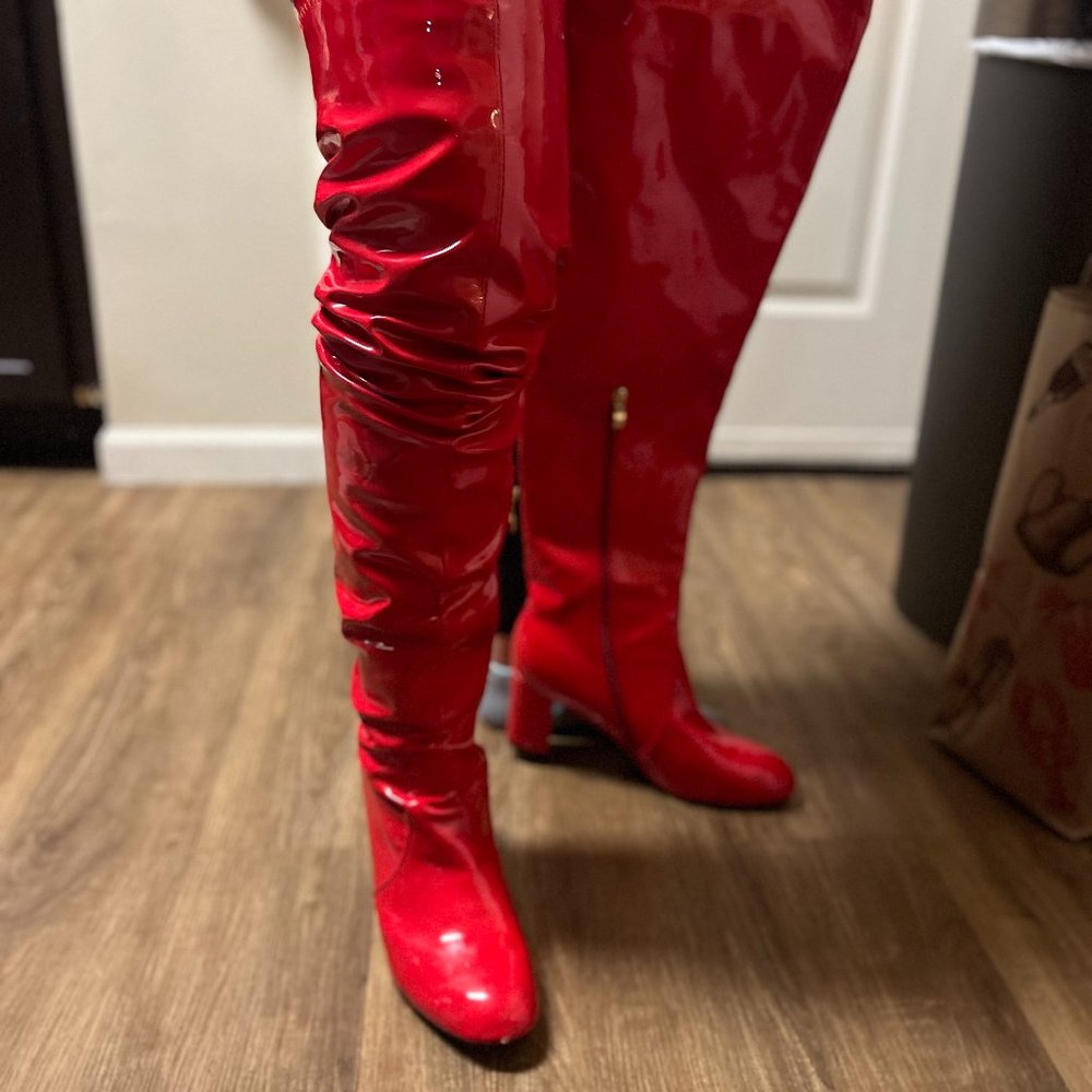 Thigh High Red Boots